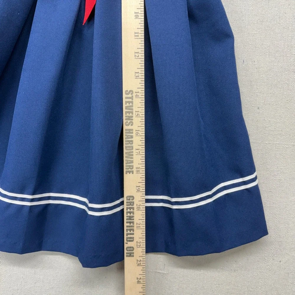 Vintage Kids Navy Blue Sailor Dress White Collar Nautical Pleated 4T Dress Up